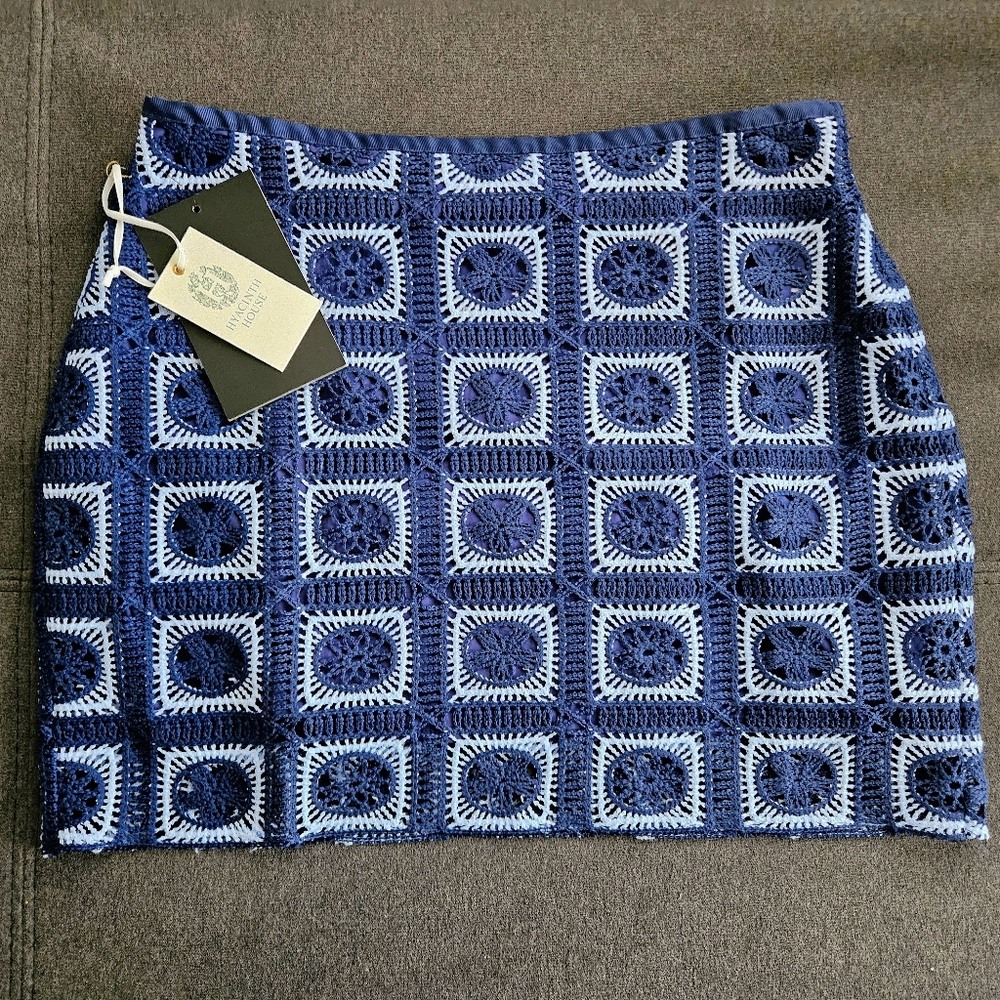 Tuckernuck Hyacinth House NWT Multi-Blue Size Large Crochet Mini Skirt